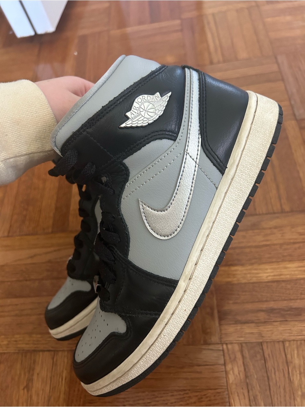 Air Jordan 1 Low - Metallic Silver & Black womens Sneakers - Picture 8 of 12